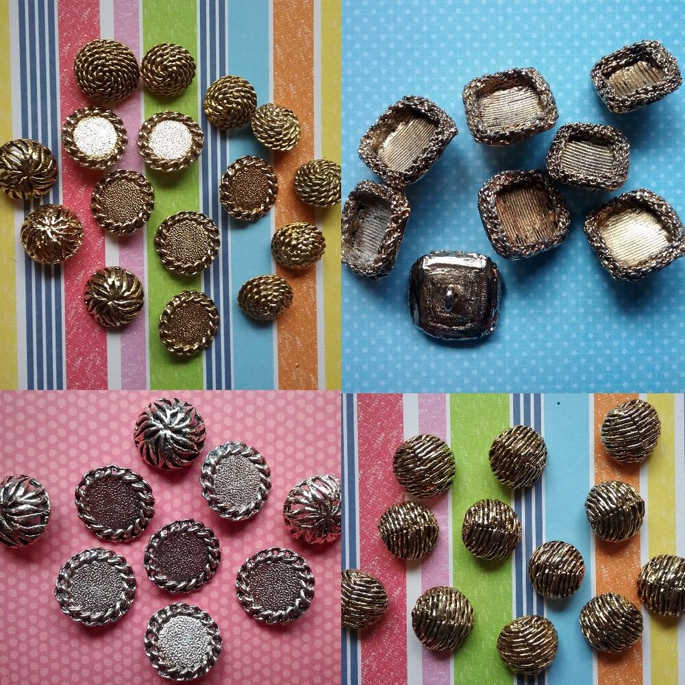 Vintage Gold Tone Buttons for Sewing and Crafts - Mixed Lot of 7 Styles (36)